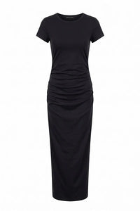 Syros Ruched Side Maxi Dress - Black