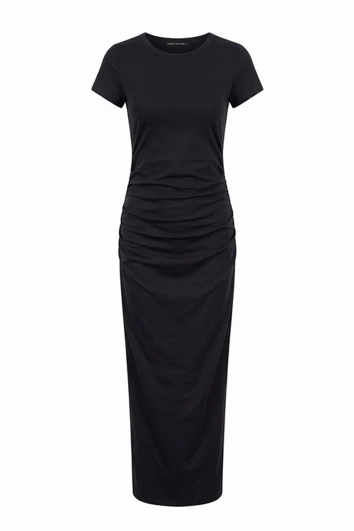 Syros Ruched Side Maxi Dress - Black