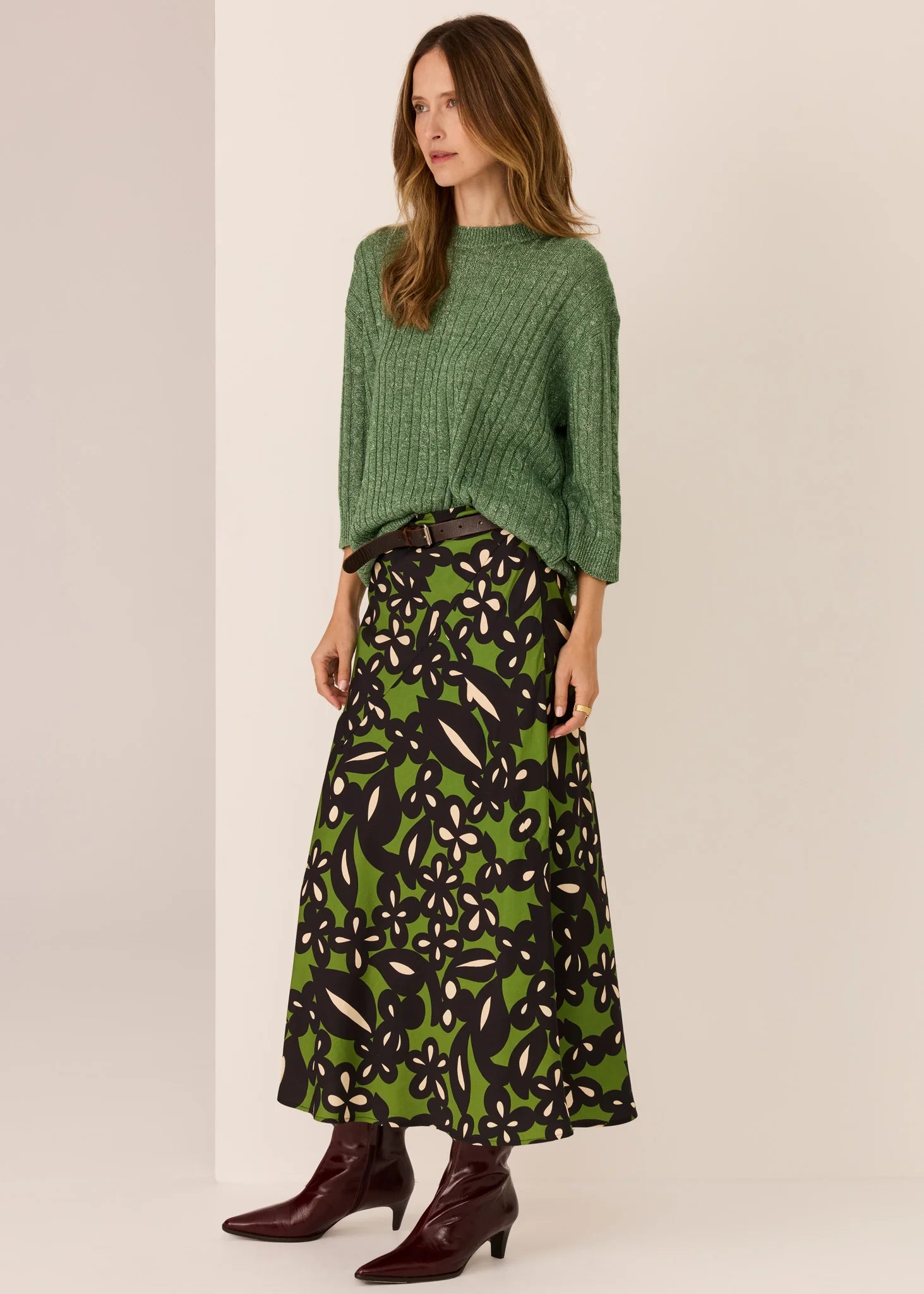 Vaun Cable Knit Tee Green