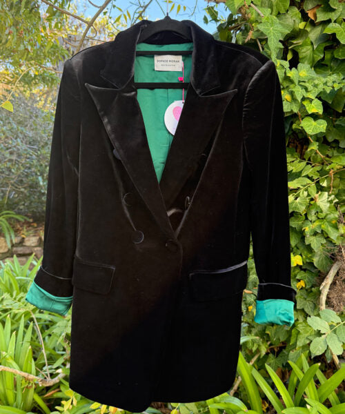 Sophie Moran Velvet Double Breasted Blazer – Black