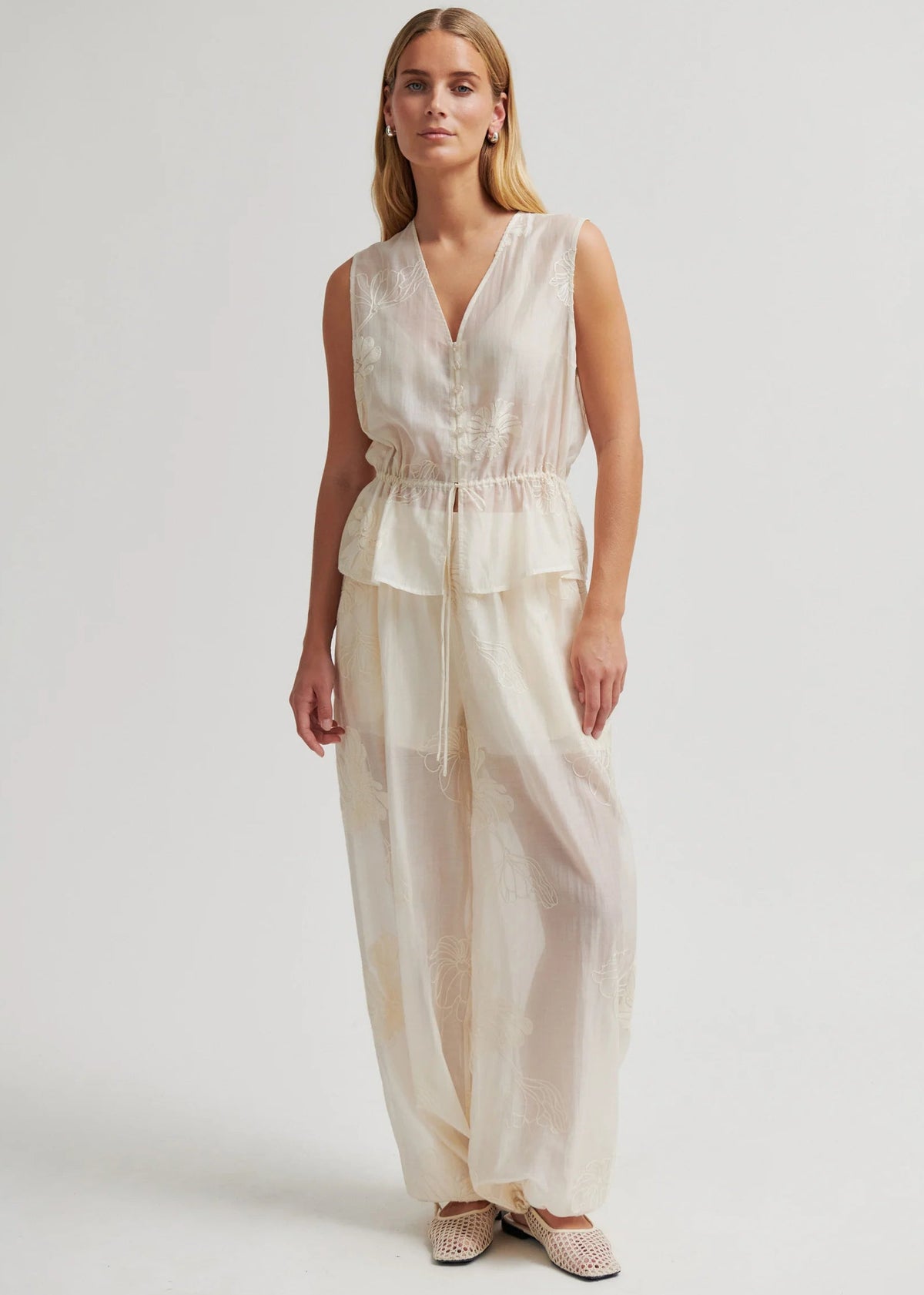 Vira Print Pant - Soft Beige
