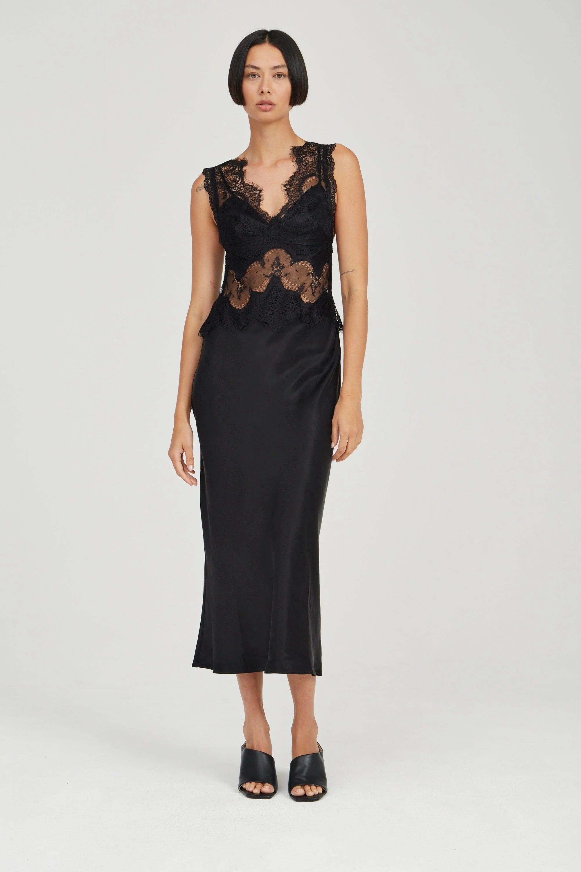 Visions Lace V Neck Maxi Dress