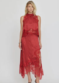 Visions Lace Handkerchief Skirt - Crimson