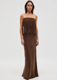 Visions Lace Strapless Maxi Dress - Chocolate