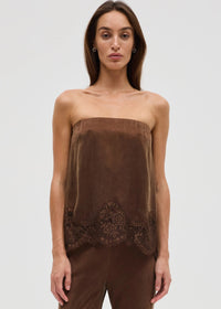 Visions Lace Strapless Top - Chocolate