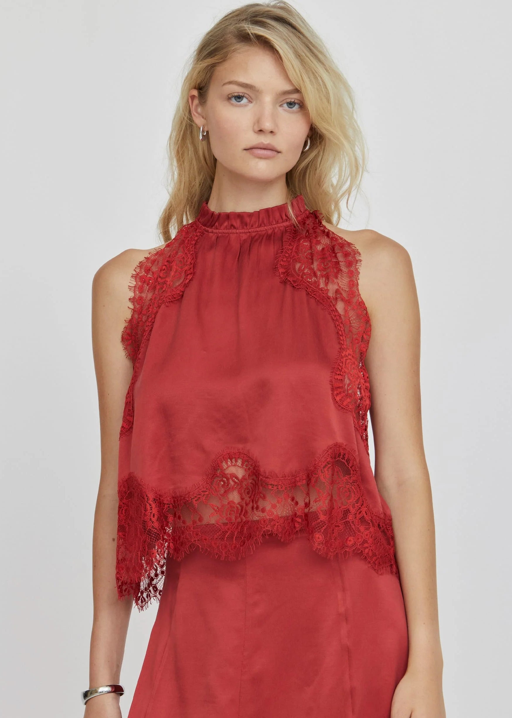 Visions Lace Top - Crimson