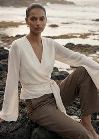 Staple The Label Willow Wrap Blouse - Cream